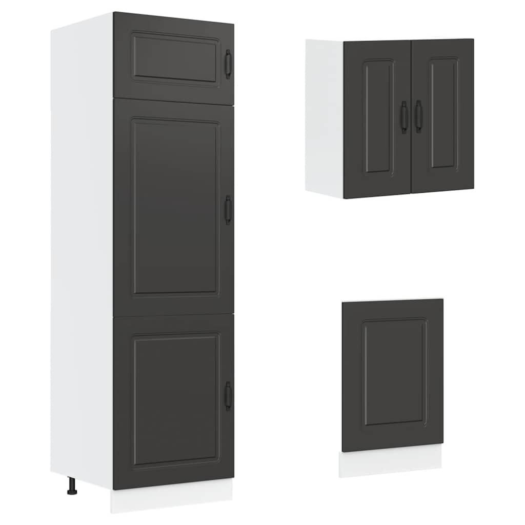 Set Mobili da Cucina 8 pz Kalmar Neri Legno Multistrato