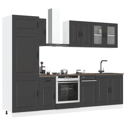 Set Mobili da Cucina 8 pz Porto Neri Legno Multistrato