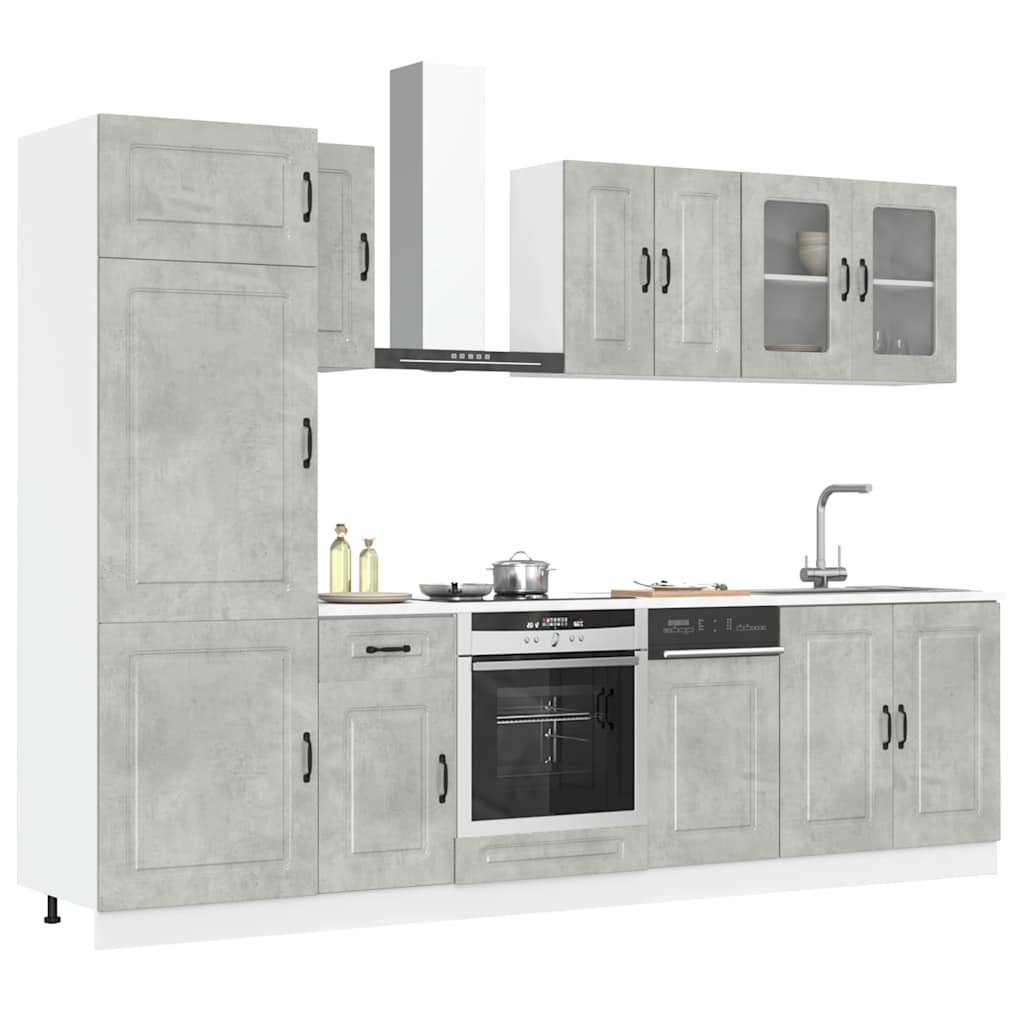 Set Mobili da Cucina 8 pz Porto Grigio Cemento in Truciolato