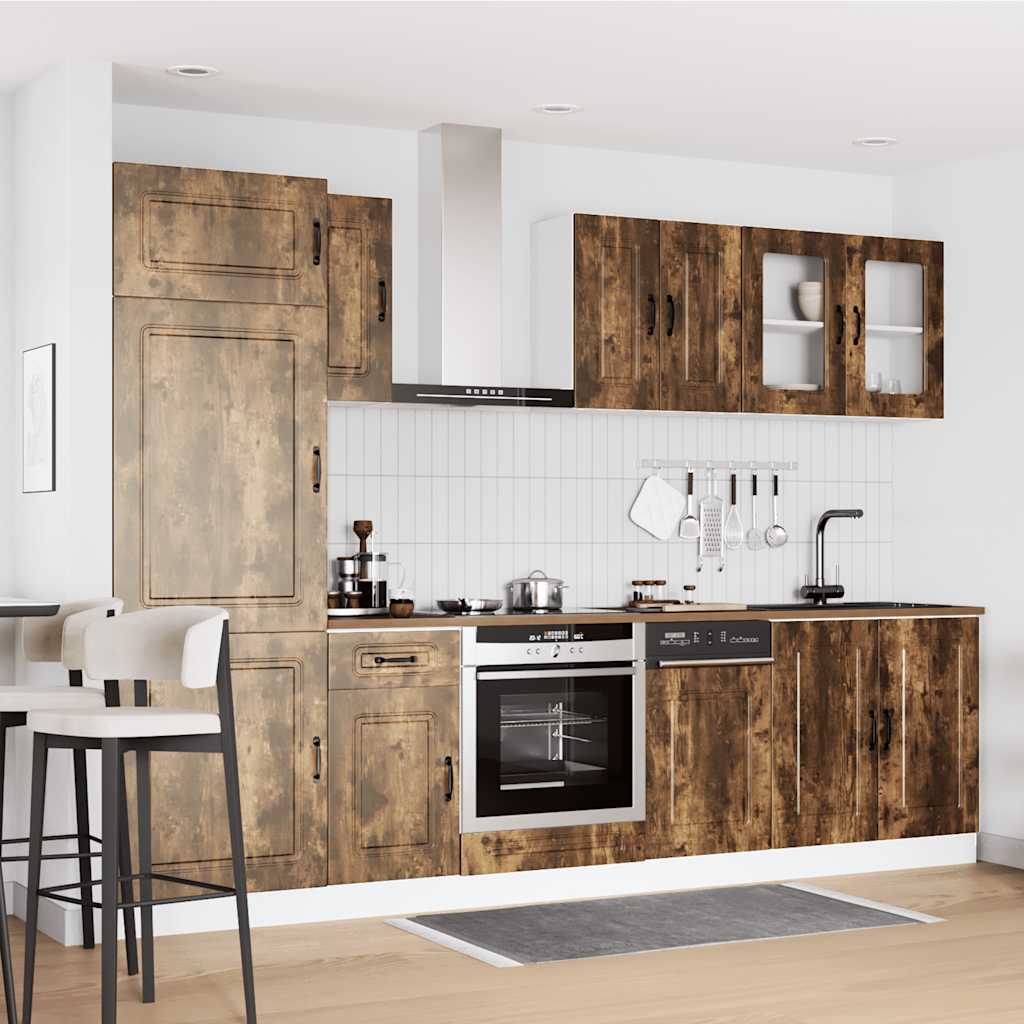 Set Mobili da Cucina 8 pz Kalmar Rovere Fumo Legno Multistrato