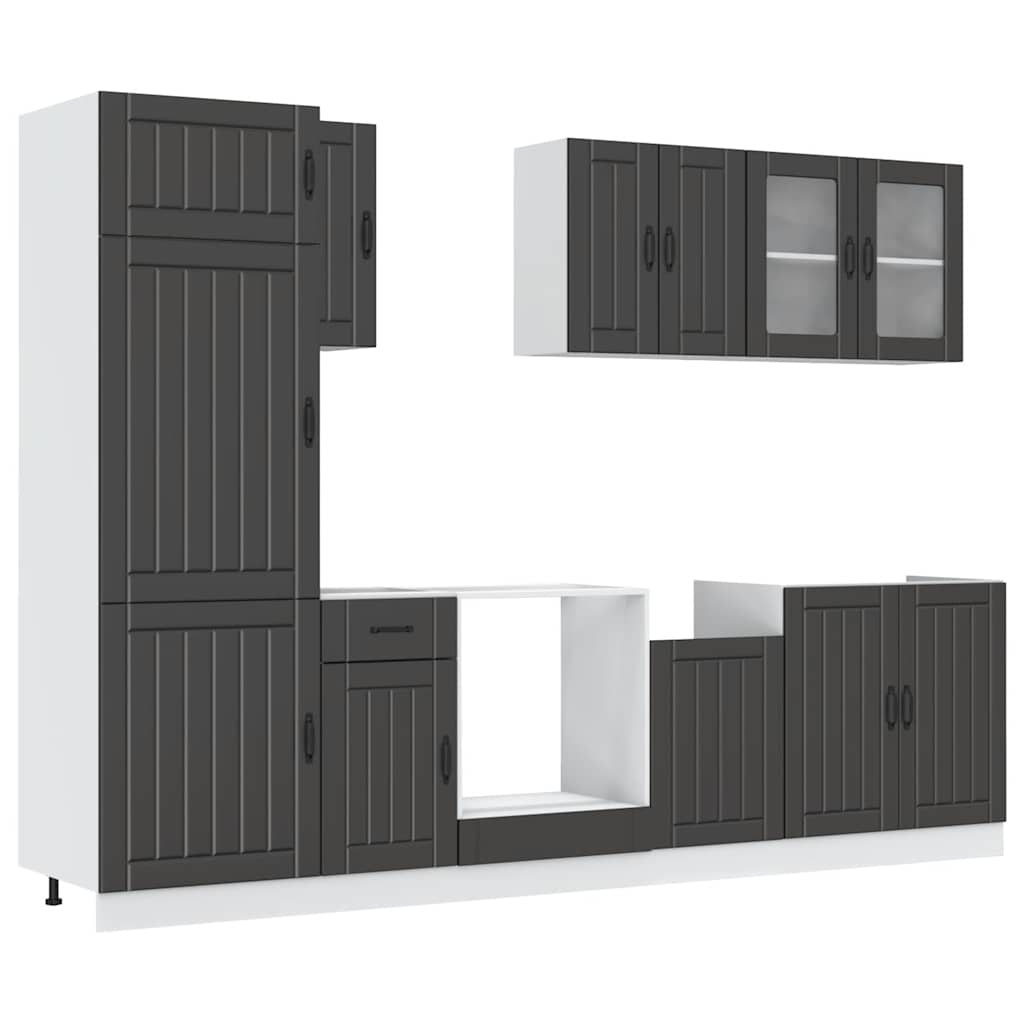 Set Mobili da Cucina 8 pz Kalmar Neri Legno Multistrato