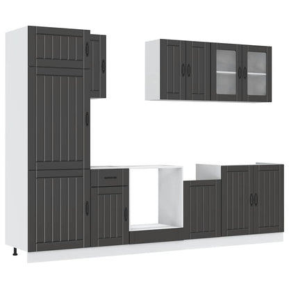 Set Mobili da Cucina 8 pz Kalmar Neri Legno Multistrato