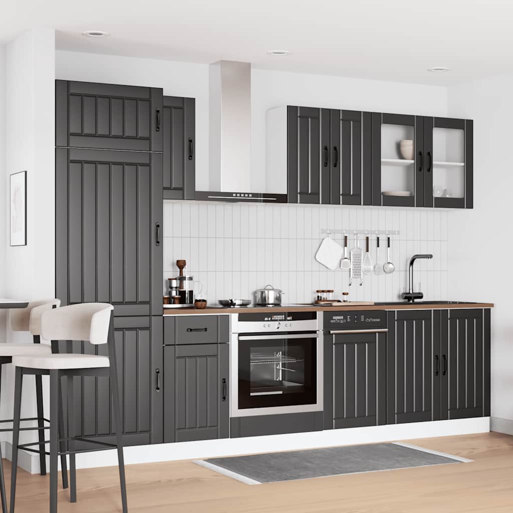 Set Mobili da Cucina 8 pz Kalmar Neri Legno Multistrato