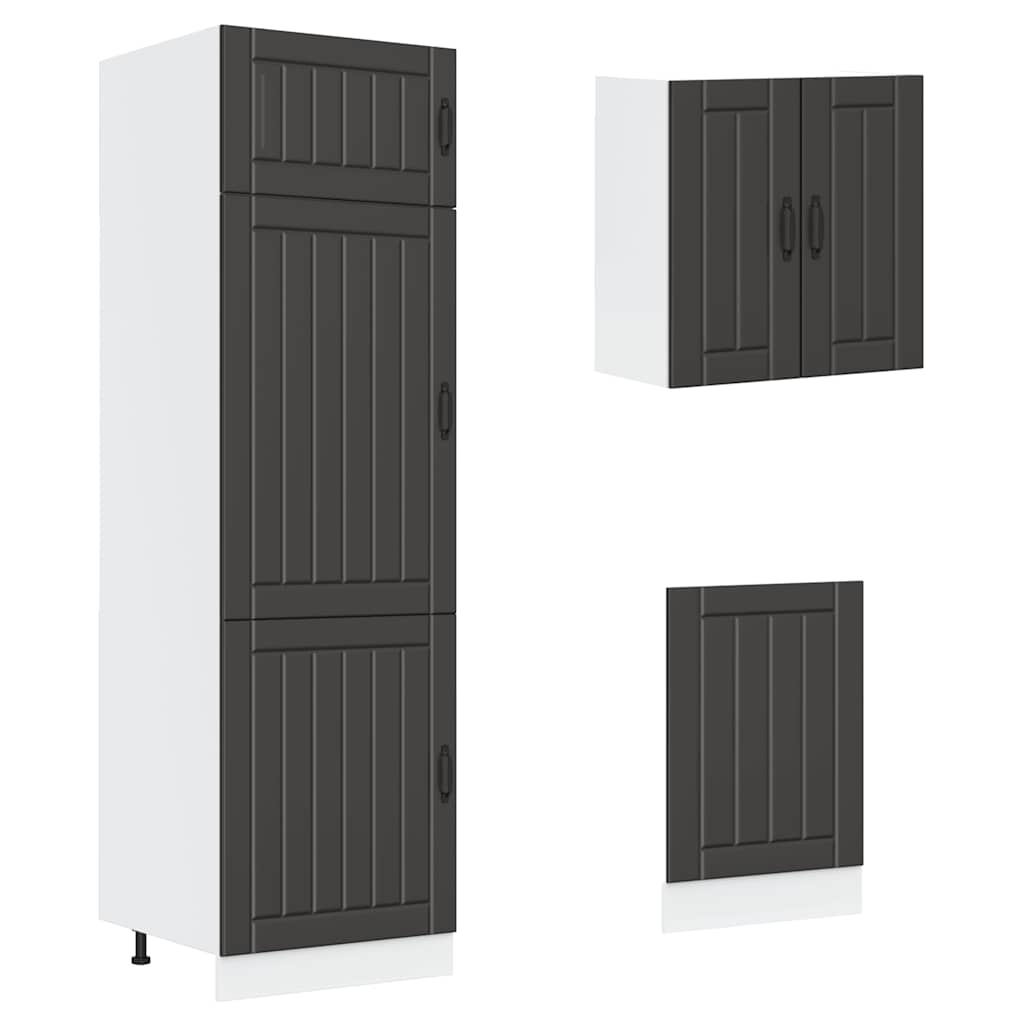 Set Mobili da Cucina 8 pz Kalmar Neri Legno Multistrato