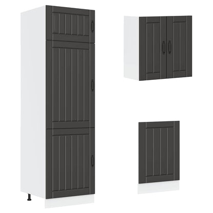 Set Mobili da Cucina 8 pz Kalmar Neri Legno Multistrato