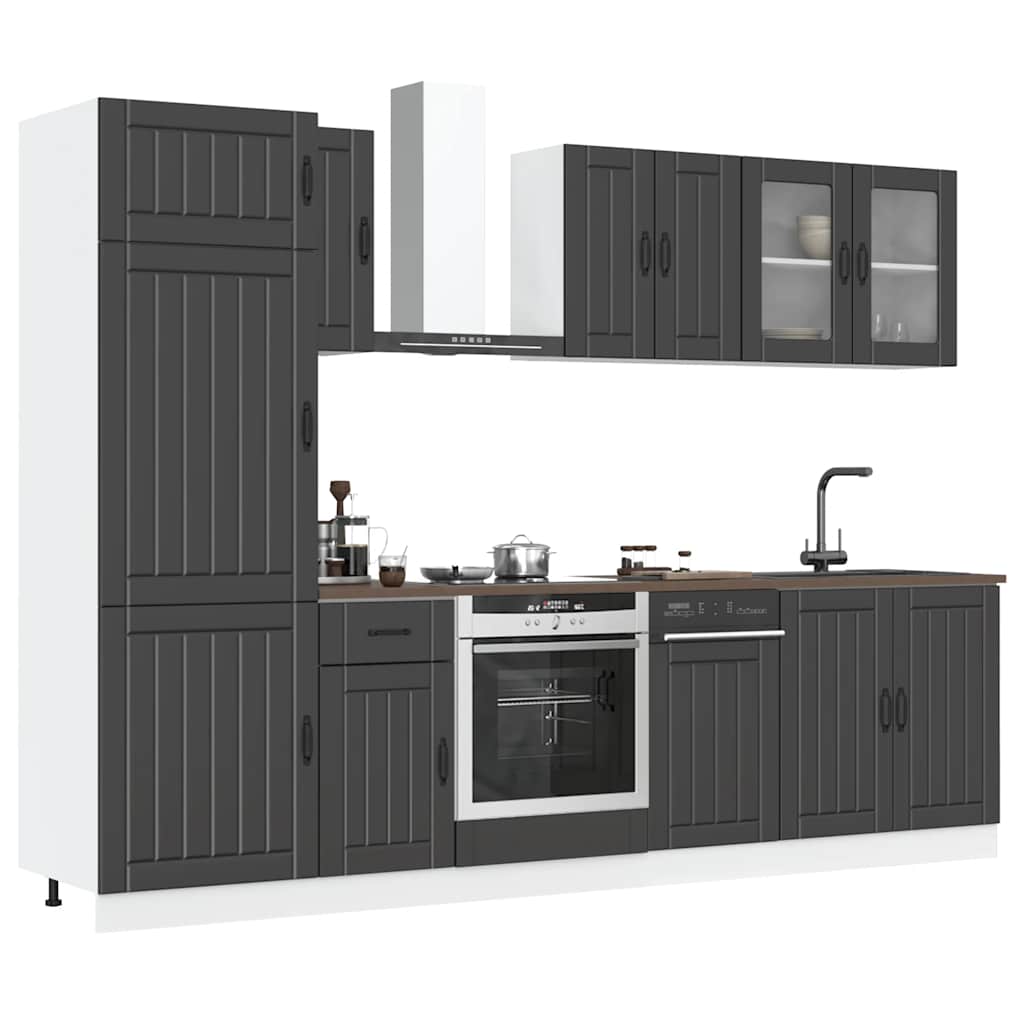 Set Mobili da Cucina 8 pz Kalmar Neri Legno Multistrato
