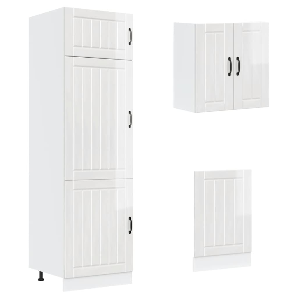 Set Mobili da Cucina 8 pz Lucca Bianchi Lucido in Truciolato