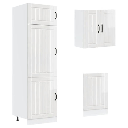 Set Mobili da Cucina 8 pz Lucca Bianchi Lucido in Truciolato