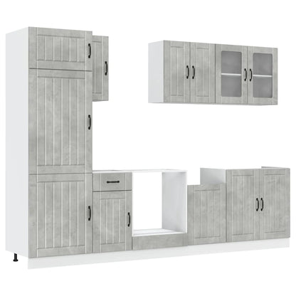 Set Mobili da Cucina 8 pz Lucca Grigio Cemento in Truciolato