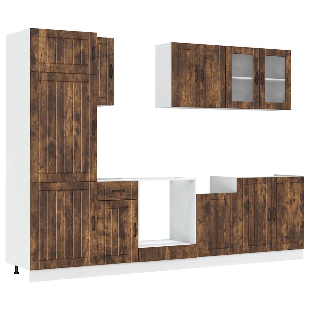 Set Mobili da Cucina 8 pz Lucca Rovere Fumo Legno Multistrato