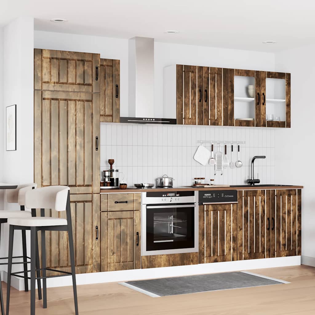 Set Mobili da Cucina 8 pz Lucca Rovere Fumo Legno Multistrato