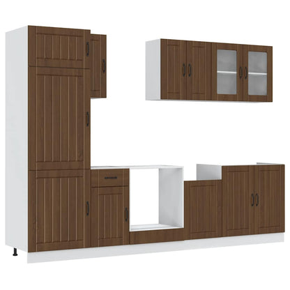 Set Mobili da Cucina 8 pz Lucca Rovere Marrone in Truciolato