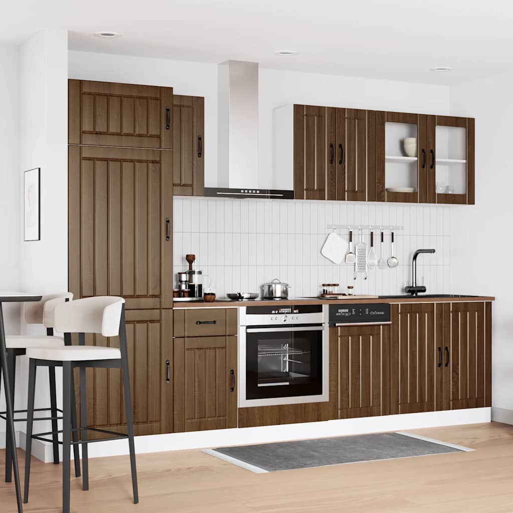 Set Mobili da Cucina 8 pz Lucca Rovere Marrone in Truciolato