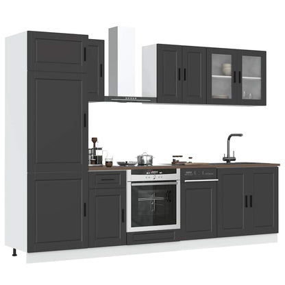 Set Mobili da Cucina 8 pz Porto Neri Legno Multistrato