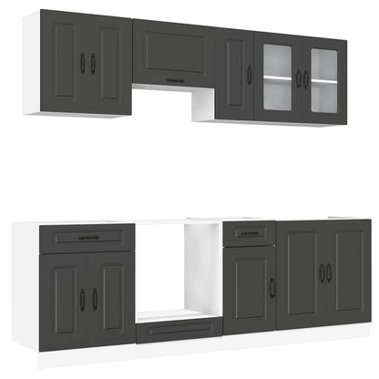 Set Mobili da Cucina 8 pz Kalmar Neri Legno Multistrato