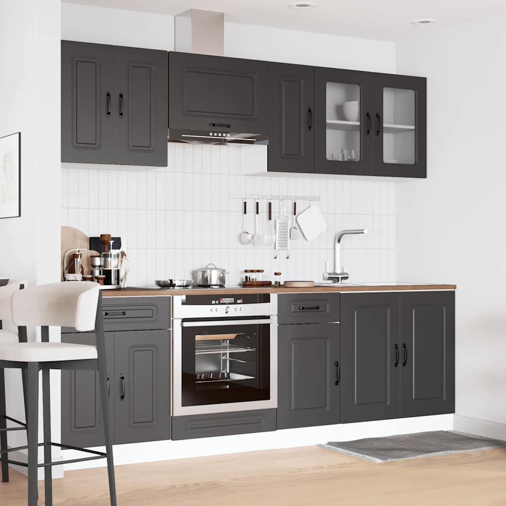 Set Mobili da Cucina 8 pz Kalmar Neri Legno Multistrato