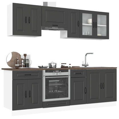 Set Mobili da Cucina 8 pz Porto Neri Legno Multistrato