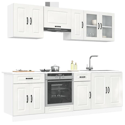 Set Mobili da Cucina 8 pz Kalmar Bianchi Lucido in Truciolato