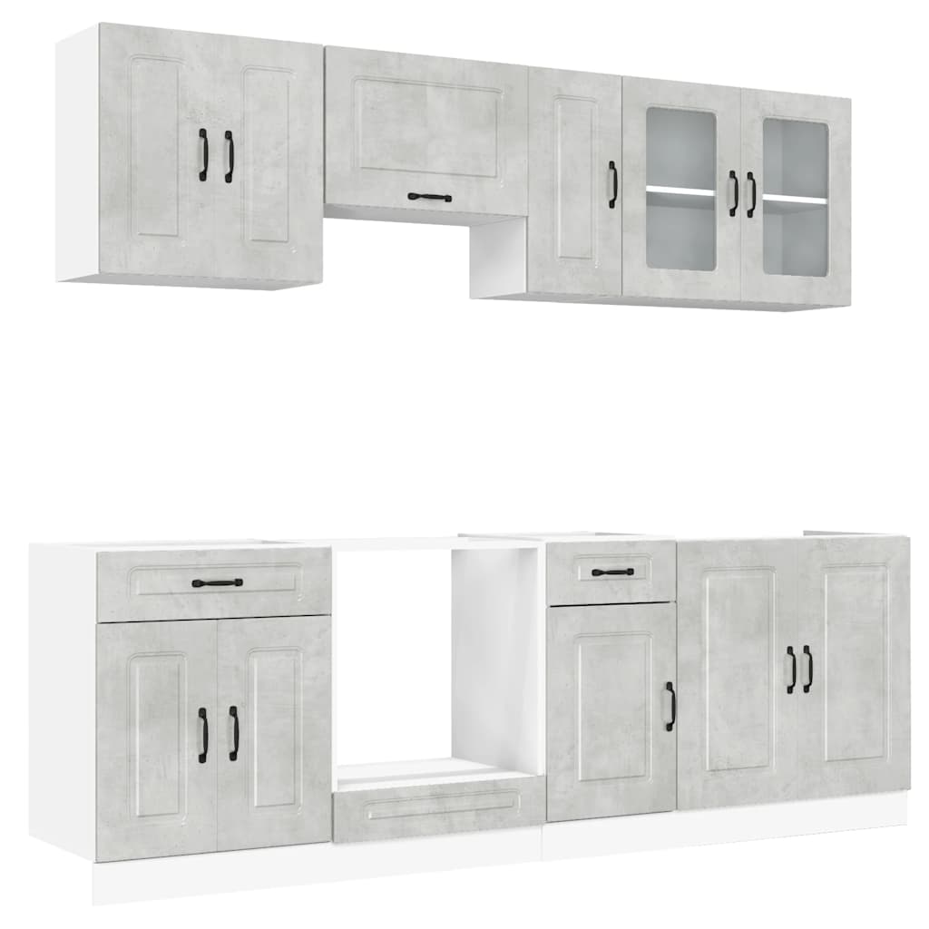 Set Mobili da Cucina 8 pz Kalmar Grigio Cemento in Truciolato