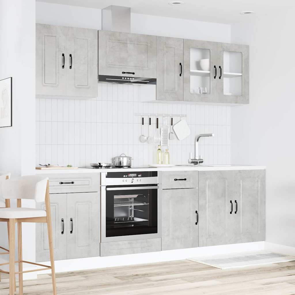 Set Mobili da Cucina 8 pz Kalmar Grigio Cemento in Truciolato
