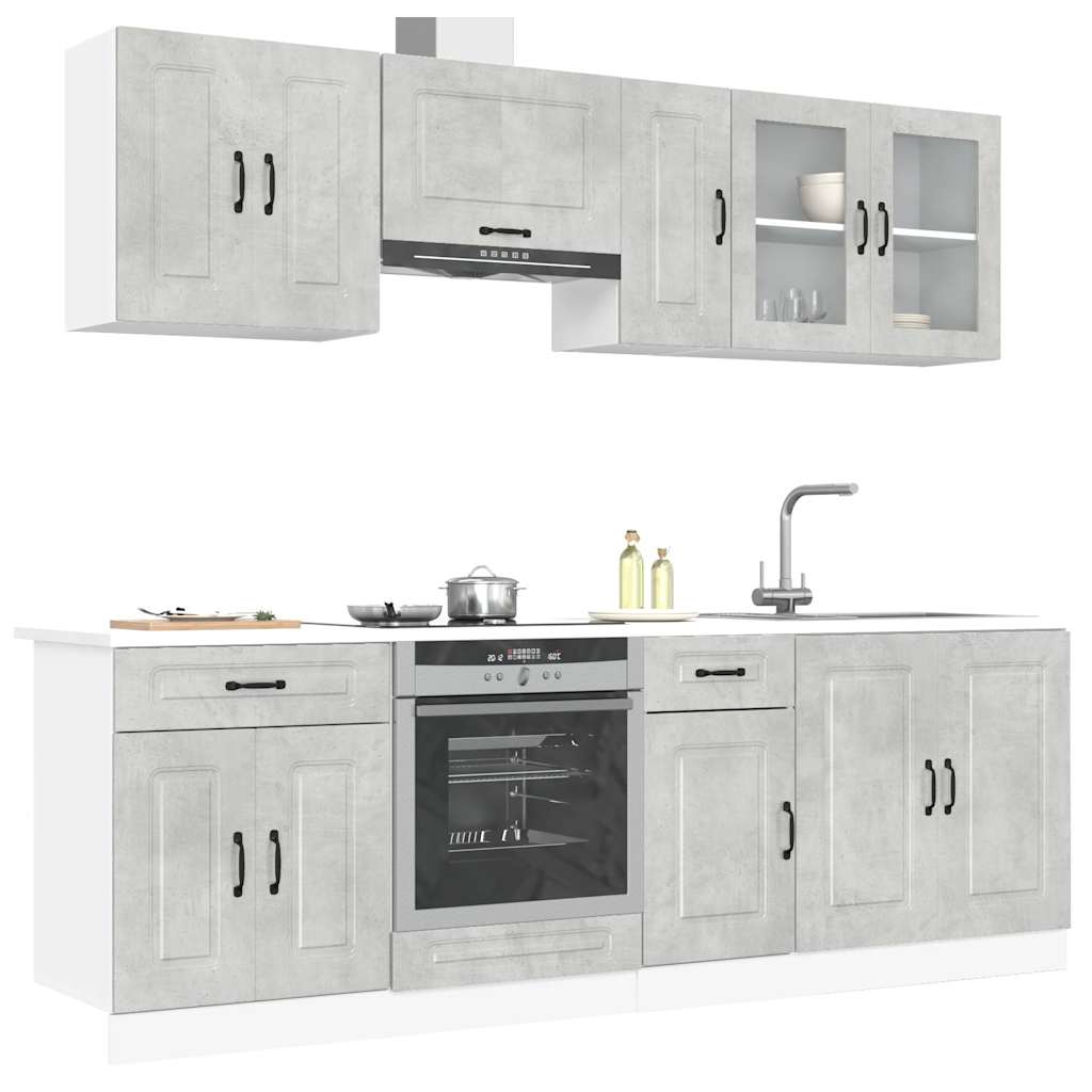 Set Mobili da Cucina 8 pz Porto Grigio Cemento in Truciolato