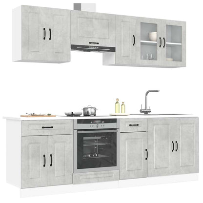 Set Mobili da Cucina 8 pz Porto Grigio Cemento in Truciolato