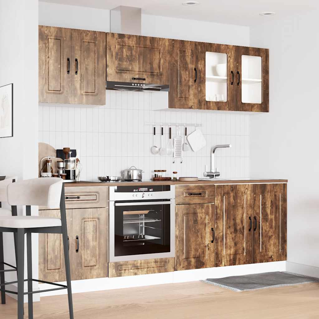 Set Mobili da Cucina 8 pz Kalmar Rovere Fumo Legno Multistrato
