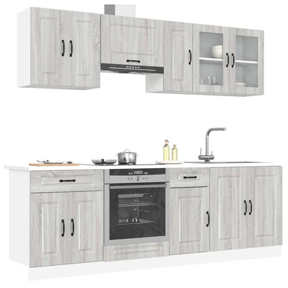 Set Mobili da Cucina 8 pz Kalmar Grigio Sonoma in Truciolato