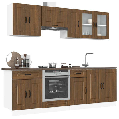 Set Mobili da Cucina 8 pz Kalmar Rovere Marrone in Truciolato