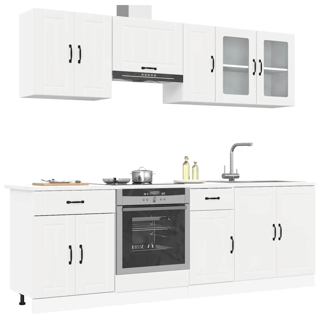Set Mobili da Cucina 8 pz Porto Bianco Legno Multistrato