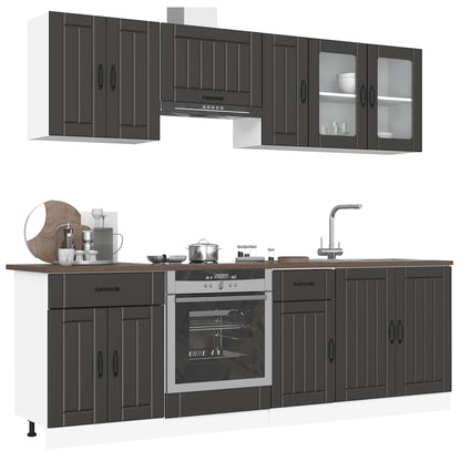 Set Mobili da Cucina 8 pz Porto Neri Legno Multistrato