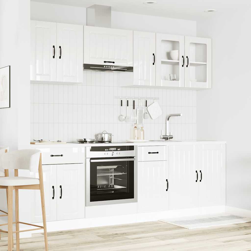 Set Mobili da Cucina 8 pz Lucca Bianchi Lucido in Truciolato