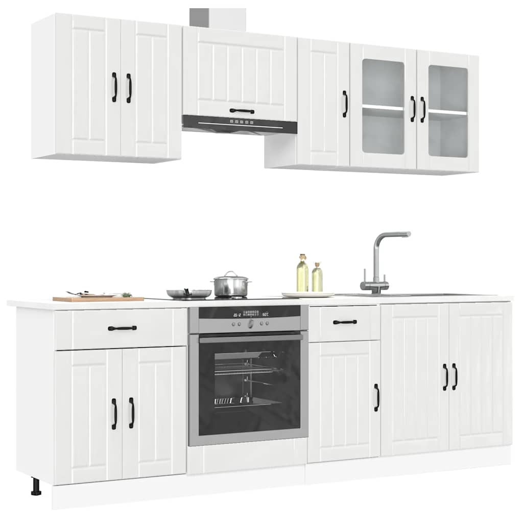 Set Mobili da Cucina 8 pz Lucca Bianchi Lucido in Truciolato