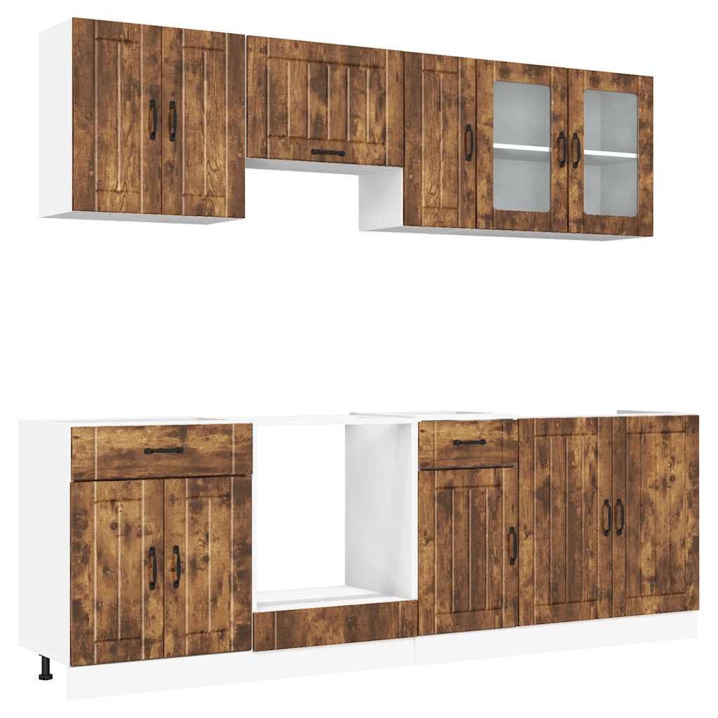Set Mobili da Cucina 8 pz Lucca Rovere Fumo Legno Multistrato