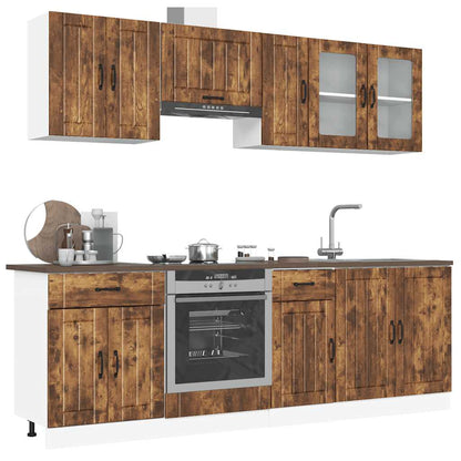 Set Mobili da Cucina 8 pz Lucca Rovere Fumo Legno Multistrato