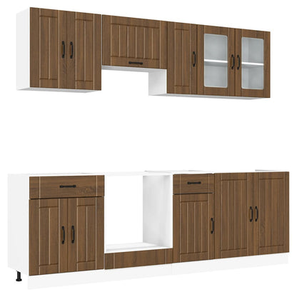 Set Mobili da Cucina 8 pz Lucca Rovere Marrone in Truciolato