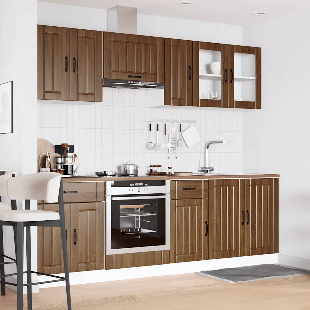 Set Mobili da Cucina 8 pz Lucca Rovere Marrone in Truciolato