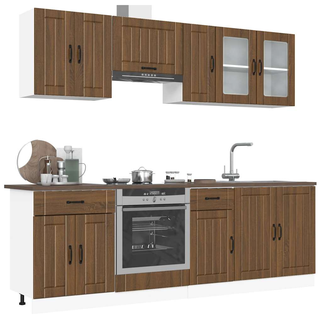 Set Mobili da Cucina 8 pz Lucca Rovere Marrone in Truciolato