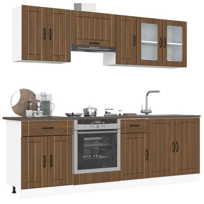 Set Mobili da Cucina 8 pz Lucca Rovere Marrone in Truciolato