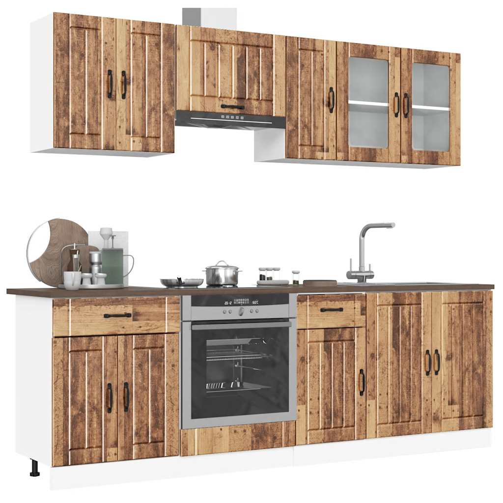 Set Mobili da Cucina 8 pz Kalmar Legno Vecchio in Truciolato