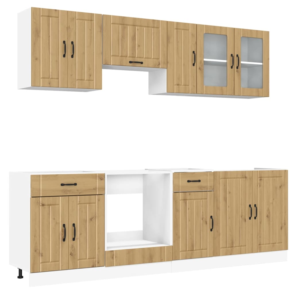 Set Mobili da Cucina 8 pz Kalmar Rovere Artigianale Truciolato