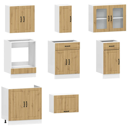 Set Mobili da Cucina 8 pz Kalmar Rovere Artigianale Truciolato