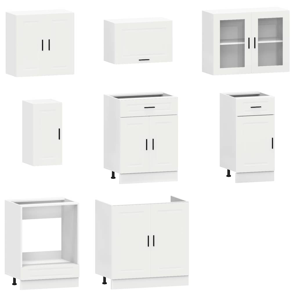 Set Mobili da Cucina 8 pz Porto Bianco Legno Multistrato