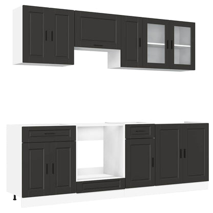 Set Mobili da Cucina 8 pz Porto Neri Legno Multistrato