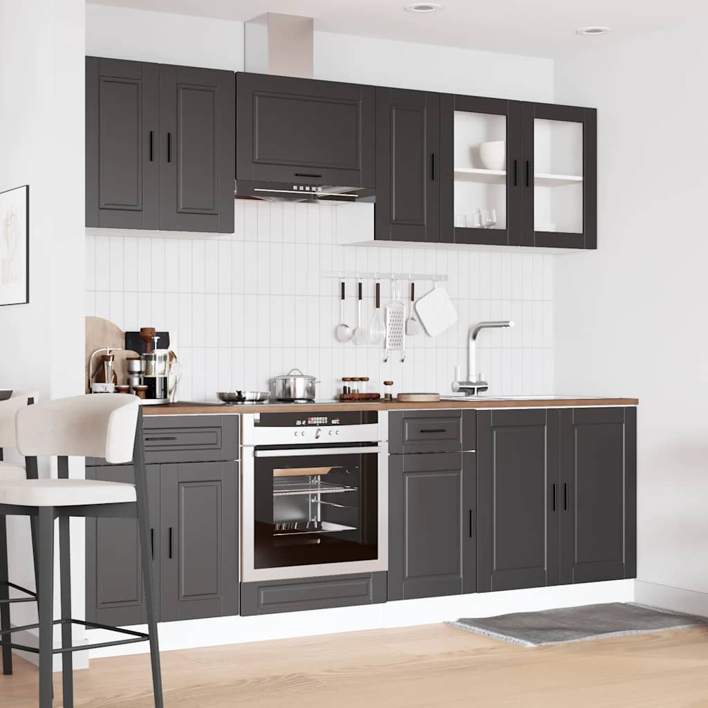 Set Mobili da Cucina 8 pz Porto Neri Legno Multistrato