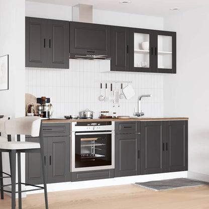 Set Mobili da Cucina 8 pz Porto Neri Legno Multistrato