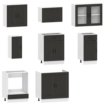 Set Mobili da Cucina 8 pz Porto Neri Legno Multistrato