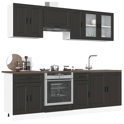 Set Mobili da Cucina 8 pz Porto Neri Legno Multistrato