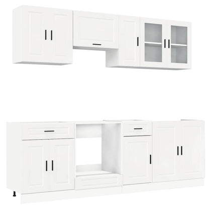 Set Mobili da Cucina 8 pz Kalmar Bianchi Lucido in Truciolato