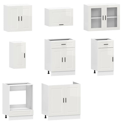 Set Mobili da Cucina 8 pz Kalmar Bianchi Lucido in Truciolato